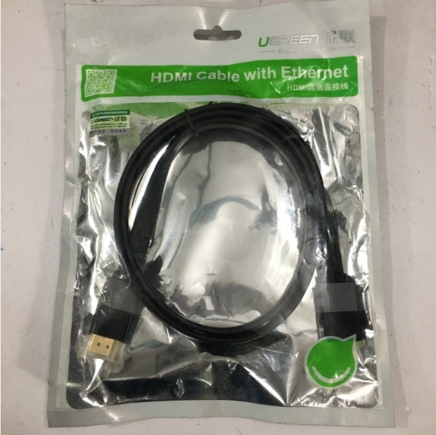 Cáp Tín Hiệu Dẹt HDMI to HDMI Chính Hãng Ugreen 30108 Flat Cable with Ethernet HDMI 4K x 2k HD TV Length 1M