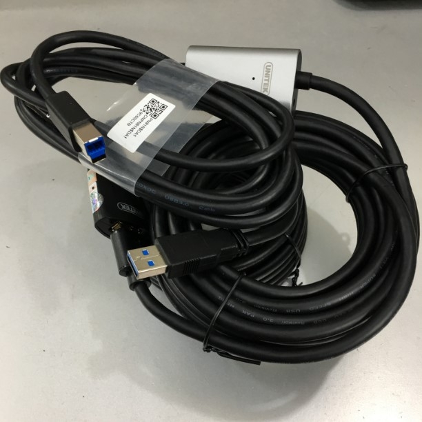 Cáp Tín Hiệu USB 3.0 12M Aluminium Extension Cable With Power Adapter 5V 2A USB 3.0 Type A to B Male SuperSpeed UNITEK Y-3004 For Industrial Camera AVer CAM Video Room Logitech Group Video