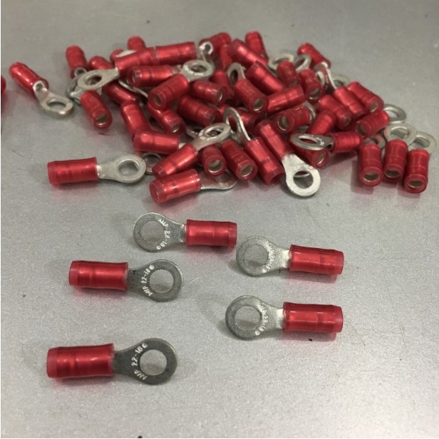 Đầu Cốt Đồng Chữ O Cosse Solderless Crimp Terminal Chất Lượng Cao TE Connectivity AMP Connectors 34143 Stud Diameter 3.02 mm Tongue Thickness 0.79 mm Section Diameter 2.67 - 3.0 mm² Colour Red E-Cu 100 PCS/Box