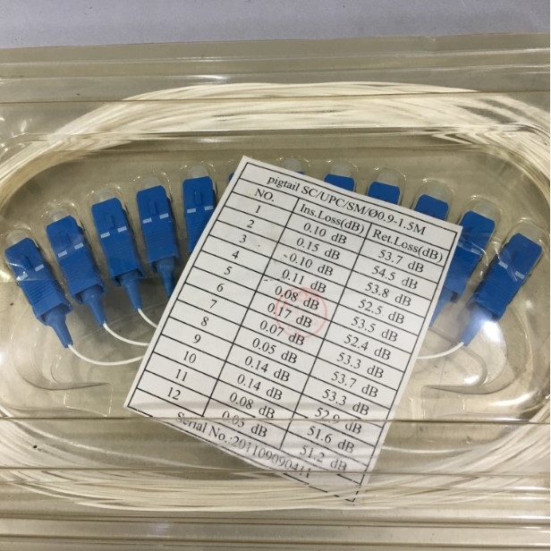 Đuôi Heo Sợi Quang 12 Core Fiber Pigtail SC Upc Single Mode Optical Fiber SM 0.9mm 9/125 Length 1.5M 12 PCS/Box