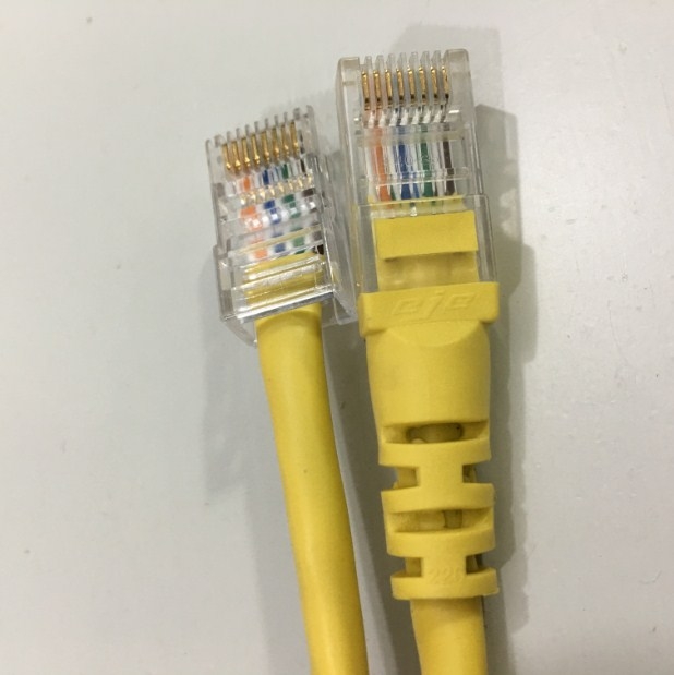 Dây Nhẩy EJE Data Cat5e UTP PVC Ethernet Network Patch Straight Through Cable Yellow Length 1M