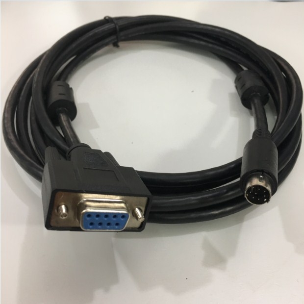 Cáp PLC Programming Mitsubishi FX3SA-30MR Với HMI Weinwiew Touch TK6071IP Cable DB9 Female to Mini Din 8 Pin Male Connector RS485 Length 3M
