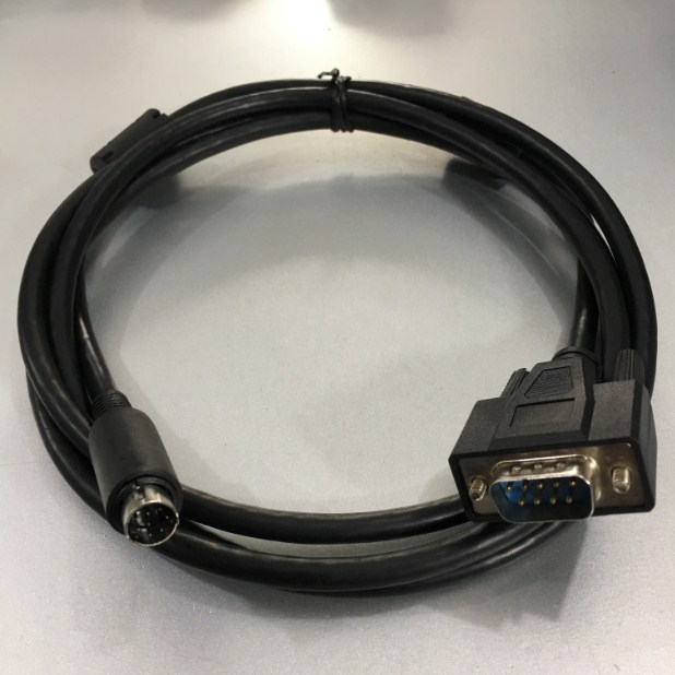 Cáp Lập Trình Communication Cable C3M5P08-D9M0-M8M0 1.8M Kết Nối HMI Autonics GP/LP Series Với PLC Mitsubishi FX1S FX1N FX2N Qua Giao Thức RS422 Mini Din 8 Pin Male to DB9 Female Black Length 1.8M