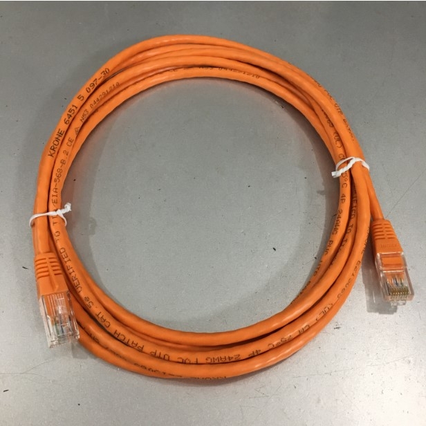 Dây Nhẩy Original Patch Cord Lan Network ADC Krone 6451 5 097-30 Cat5e UTP 8 Wire Full Straight-Through Cable Orange Supports 10/100/1000 Ethernet Length 3M