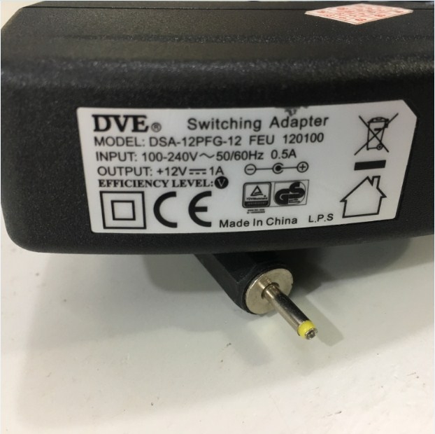 Adapter 12V 1A DVE DSA-12PFG-12 Connector Size 2.5mm x 0.7mm