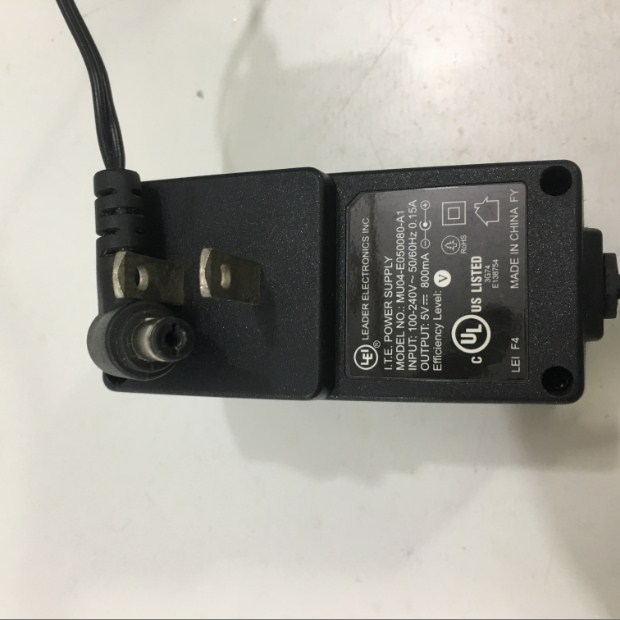 Adapter 5V 0.8A Leader Electronics MU04-E050080-A1 Connector Size 5.5mm x 2.1mm 90 Degree