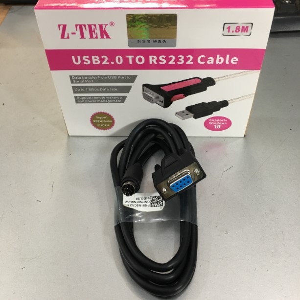 Bộ Combo Cáp Kết Nối Serial Config Cable RS232 DB9 Female to Mini Din 8 Pin Male 1.8M & USB to RS232 Z-TEK For Visca Connect to Lancom Router Devices