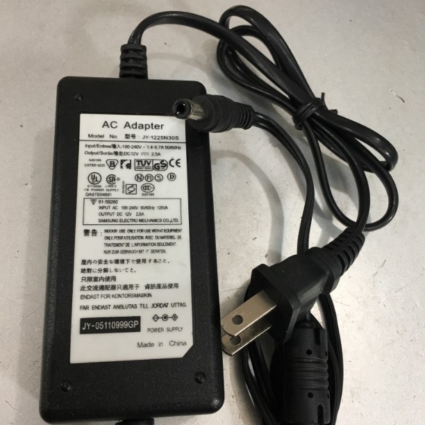 Adapter 12V 2.5A 30W JY-1225N30S Connector Size 5.5mm x 2.5mm