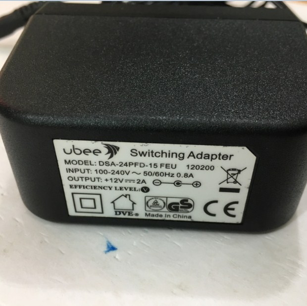 Adapter 12V 2A 24W Original UBEE DSA-24PFD-15 FEU Connector Size 5.5mm x 2.1mm