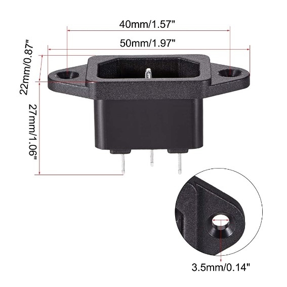 Đầu Nối Nguồn Điện Đầu Vào Bắt Vít Cosse PW-10 250V 10A AC Power Socket Panel Mounted IEC320 C14 3 Terminals Plug White