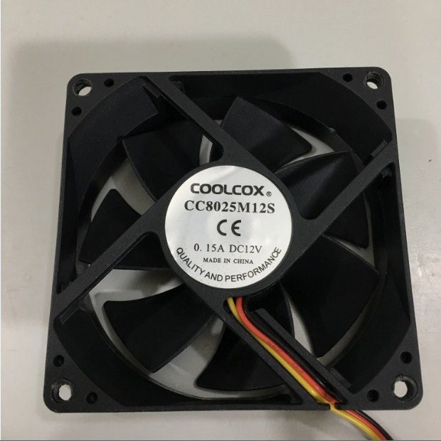 Fan COOLCOX CC8025M12S 80x80x25mm DC 12V 0.15A Connector 3Pin