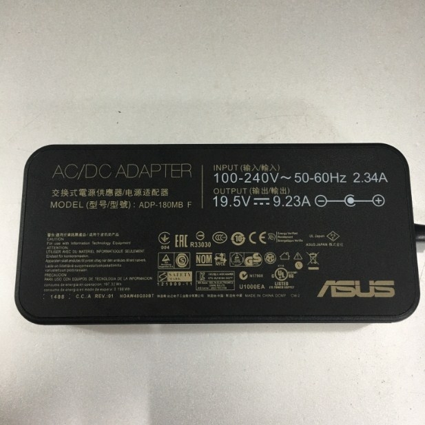 Adapter 19.5V 9.23A 180W Asus ADP-180MB F For Asus ROG G75 G75VW G75VX GL502VT G750JW G750JM G750JX G751JL G751JM G752VL G-Series Gaming Laptops Connector Size 5.5mm x 2.5mm