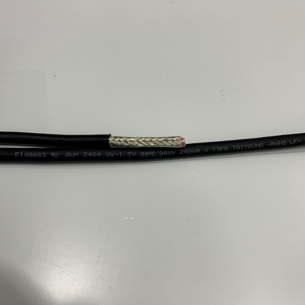 Cáp Tín Hiệu Chống Nhiễu TAIYOUNG E108683 AWM 2464 VW-1 TY 80C 300V 26AWG x 10PR 20 x 0.15mm² Cable OD 8.8mm 2 Meter For Encoder Servo Cable