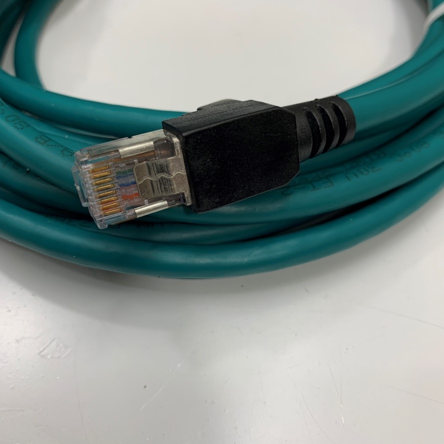 Cáp OEM OP-87360 Keyence M12 X-Coded 8 Pole to RJ45 Gigabit Ethernet Interface CAT5E Shielded Cable Dài 5M 17ft For Keyence SR-750 SR-650 Code Reader, Cognex Camera Industrial