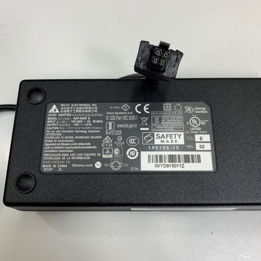 Adapter 54V 1.67A 90W DELTA Connector Size Molex 4 Pin Pitch 3.0mm OEM HP PA-1900-2P-LF 54V 1.67A 90W 5066-2164 4 Pin J9774 For HP 2530-8G PoE Switch J9774A, HP 1920S 8G PoE+ JL383A