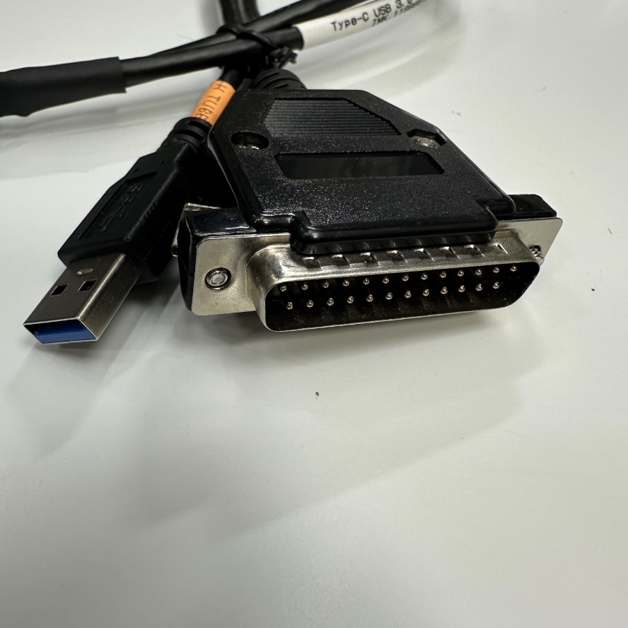 Cáp 0.4M 1.3ft 90 Degree Cable Type-C Male Right Angled to USB 3.0 Male + DB25 Male Splitter Y Cable