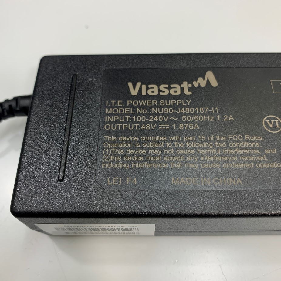 Adapter 48V 1.875A 90W VIASAT NU90-J480187-I1 Connector Size Molex 2 Pin For ViaSat RG1000 Data Modem Power Supply