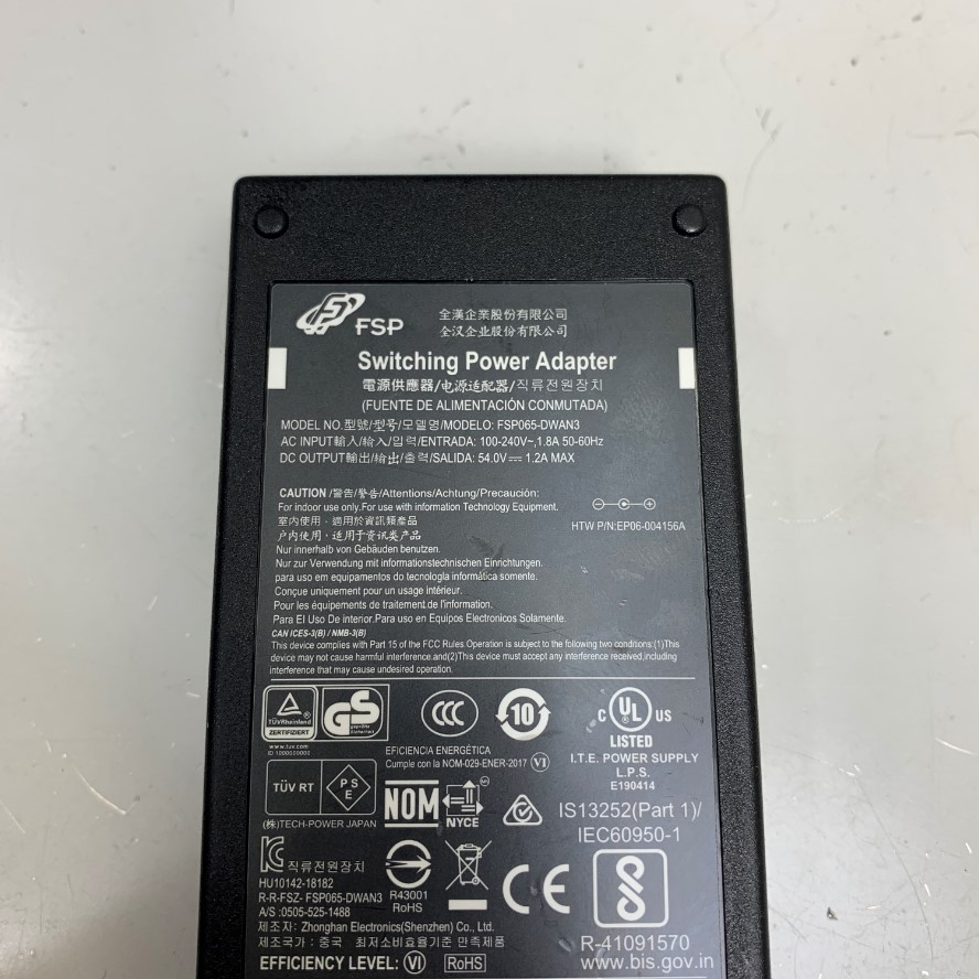Adapter 54V 1.2A 65W FSP Technology Inc FSP065-DWAN3 Connector Tip Size 5.5mm x 2.5mm For POE Power Supply Switch