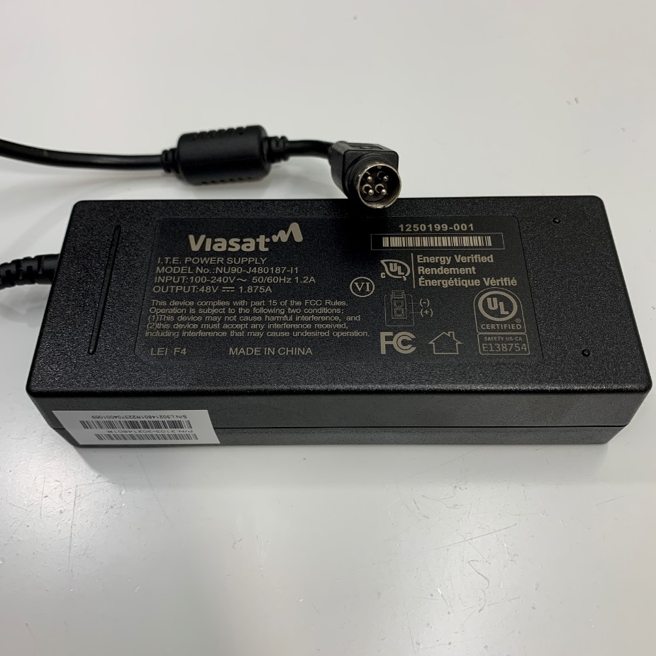 Adapter 48V 1.875A 90W VIASAT Connector Size 4 Pin Power Plug For Thống Trình Chiếu Crestron DMPS-300-C DigitalMedia™ Presentation System 300