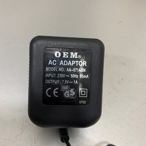 Adapter AC to AC 7.5V 1A OEM AA-071ABN Connector Size 5.5mm x 2.1mm