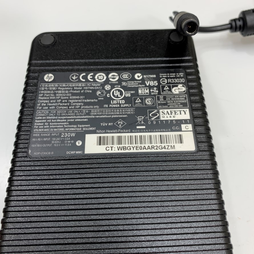 Adapter 19.5V 11.8A 230W HP HSTNN-DA12 608432-003 609946-001 Power Adapter For HP Elitebook 8740W 8760W 8770W Laptop Connector Size 7.4mm x 5.0mm