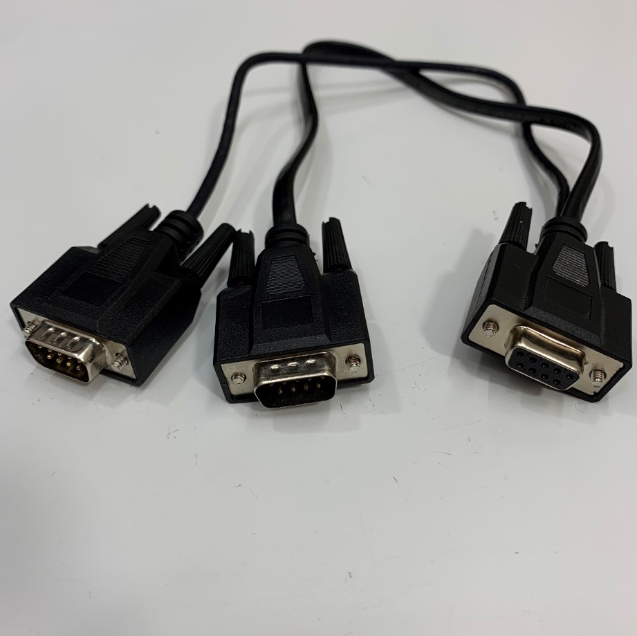 Cáp RS232C Dài 0.4M DB9 Y Splitter Cable DB9 Female to 2 DB9 Male Serial Splitter Straight Through + Null Modem RS232 Cable For Medical Hospital Máy Trong Phòng Xét Nghiệm