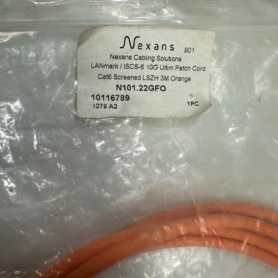 Cáp Mạng 3M 10ft 10 Gbit/s Nexans N101.22GFO LANmark-6A Ultim Patch Cord CAT6A Orange 500MHz RJ45 S/FTP LSZH Shielded 4-Pair 26AWG For Industrial Ethernet Network LAN 10 Gigabit