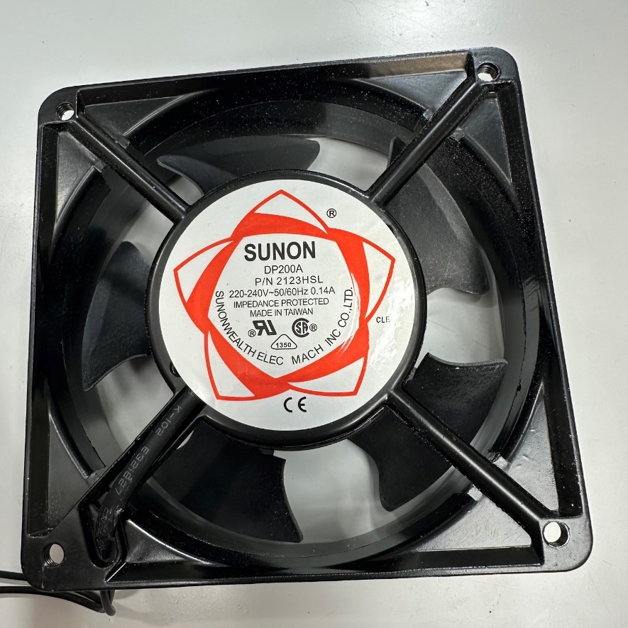 Quạt Làm Mát Thoát Khí SUNON DP200A P/N 2123HSL 119x119x38mm 1 PHASE 220-240VAC 50/60Hz 0.14A Speed Rating