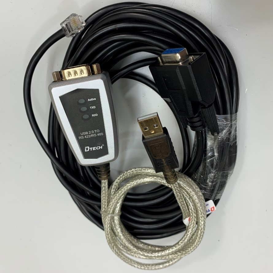 USB to RS-232/422/485 Serial Converter with FTDI Chipset & Cáp 10M 33ft Cable Serial RJ11 6 Pin 6P6C to DB9 Female For Leadshine Stepper Motor Servo Drive Communication Cable Computer