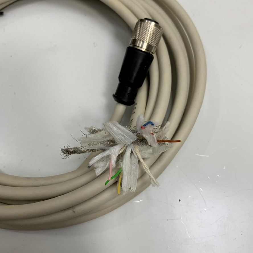 Cáp M12 8 Pin A-Code Female to 8 Core Bare Wire Open End Dài 4.5M 15ft Shielded Cable GAS 4x2x0.14 mm² OD 6.5mm Gray For Cognex Industrial Barcode Camera Reader
