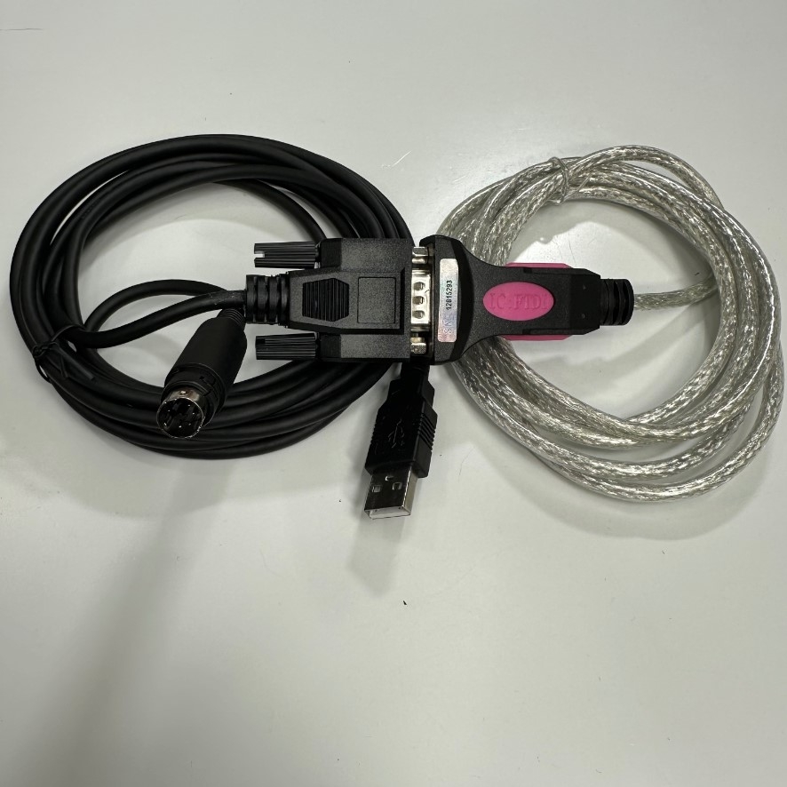 Cáp Lập Trình 5M 17ft LS XGB XBM XBC PLC to PC RS232 Serial Control Download/upload Cable FTDI Chip USB RS232 to 6 Pin Mini Din Communication Cable