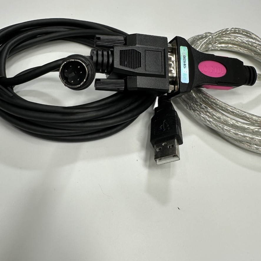Cáp Lập Trình 5M 17ft LS XGB XBM XBC PLC to PC RS232 Serial Control Download/upload Cable FTDI Chip USB RS232 to 6 Pin Mini Din Communication Cable