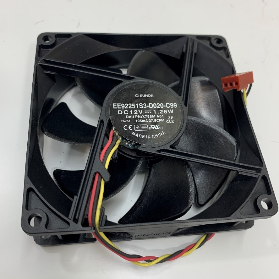 Sunon EE92251B1-0000-G99 92mm Case Fan – 3-Pin, 12V, 3000 RPM, Ball Bearing