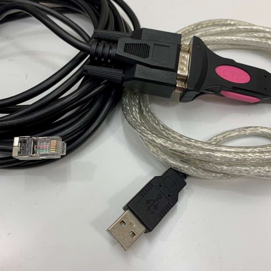 Combo Cáp Dài 6.8M 22ft Cable 943 301-001 Hirschmann Managed Switch V.24 Management Configuration Cable FTDI USB to RJ11 6P6C Communication