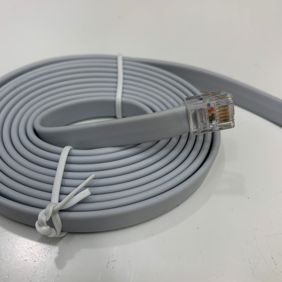 Cáp Điện Thoại Mỏng Dẹt 6Ft Dài 1.8M Flat Telephone Cable RJ12 to RJ12 6 Pin 6P6C Male 26AWG Light Blue Jacket