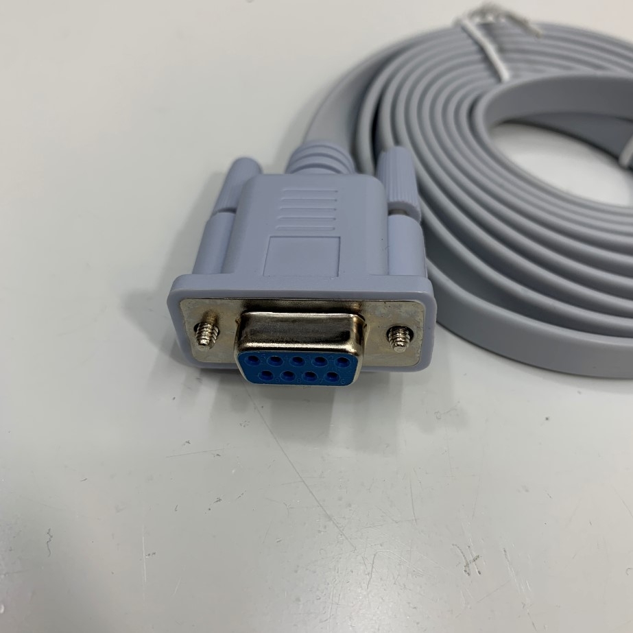 Cáp RS-232C Serial interface External Output Communication Data Transfer Flat Cable RJ12 6 Pin to DB9 Female Dài 1.8M 6ft For Máy Phân Tích Sinh Hóa Khô Tự Động Heska Arkray Spotchem EZ SP-4430