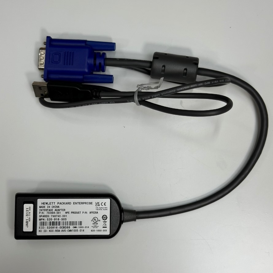 Cáp 753494-001 Hewlett Packard Enterprise USB HPE KVM Console Interface Adapter AF628A