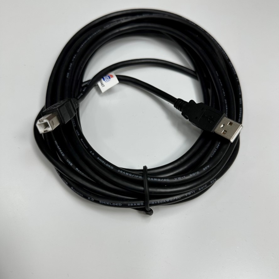 Cáp 5M 17ft USB 2.0 Type A Male to B Male Shielded USB Data Transfer 480Mbps Original Cable 28AWG/1PR+20AWG/2C VW-1 80C 30V For PLC Servo Encoder Communication