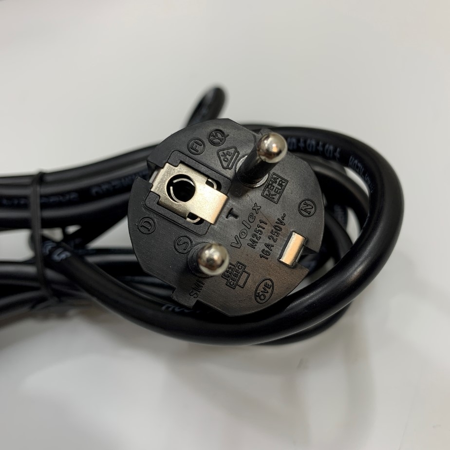 Dây Nguồn Volex M2511 V1625 10Ft Dài 3M AC Power Cord Europe Schuko CEE7 to IEC C13 10A 250V 18AWG 3x1.0mm² Cable OD 7.0mm For Tủ Điện Công Nghiệp