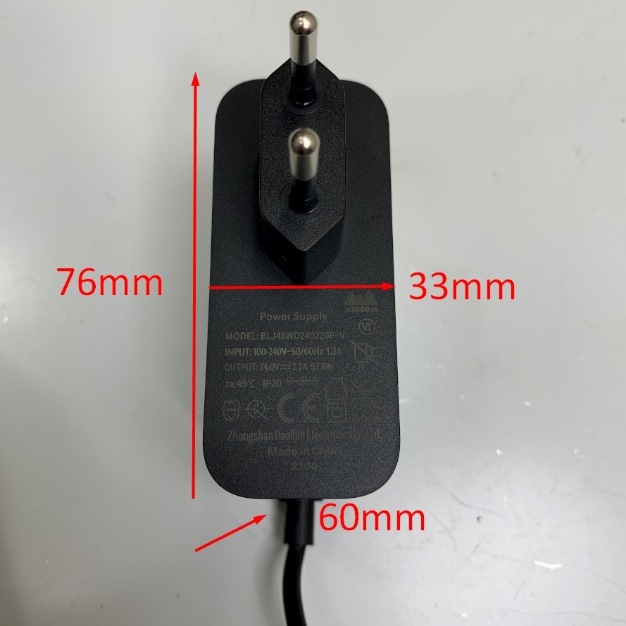 Adapter 24V 2.2A 53W Zhongshan Connector Size 5.5mm x 2.5mm OEM Shenzhen BSG-60W2401000 For Máy Khử Tĩnh Điện Bằng Ion Sunje SBL-18 Ion Blower