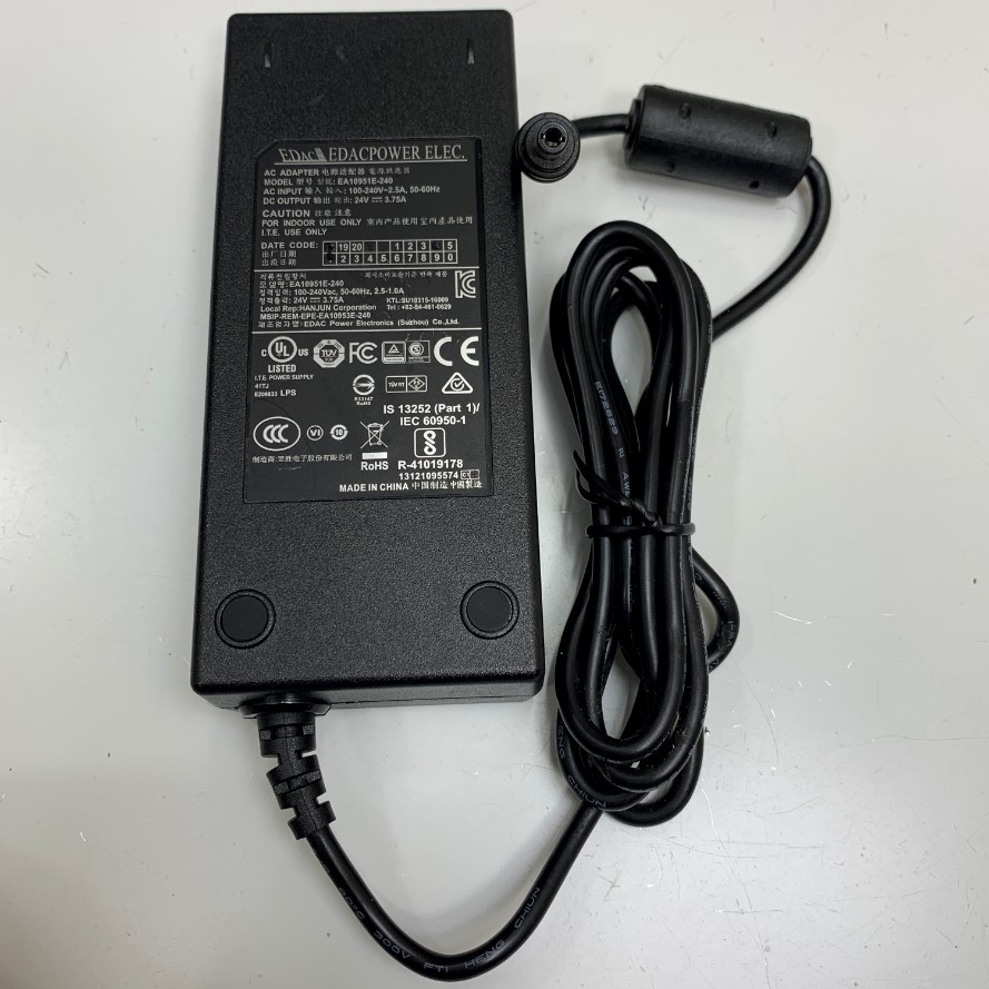 Adapter 24V 3.75A 90W EDAC OEM Thay Thế XP Power VEC65US24 24V 2.71A 65W IEC C14 Plug Connector Tip Size 5.5mm x 2.5mm
