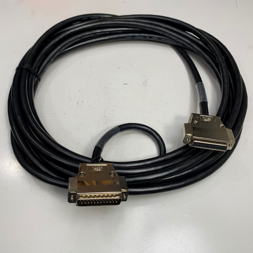 Cáp 7M 23ft Extension Cable DB25 Male to DB25 Female Metal Shielded PVC Black E52853 13P x 25AWG(0.2SQ) OD Ф 10mm For Power I/O Servo Drive and Laser 3 Axis CO2 Laser Marker Controller