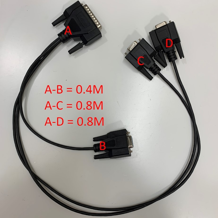 Cáp Điều Khiển D-Sub DB25 Male to 3 Port RS232 DB9 Female Splitter Cable Dài 0.4M + 0.8M For Máy Đo Công Nghiệp Hiệu Chuẩn 2D