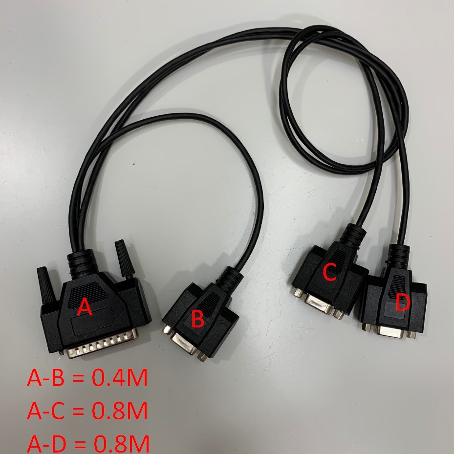 Cáp D-Sub DB25 Pin Male to 3 Port RS232 Serial DB9 Female Y Splitter Cable 0.4M + 0.8M For Máy Đo Công Nghiệp Hiệu Chuẩn Machine vision systems 1D, 2D