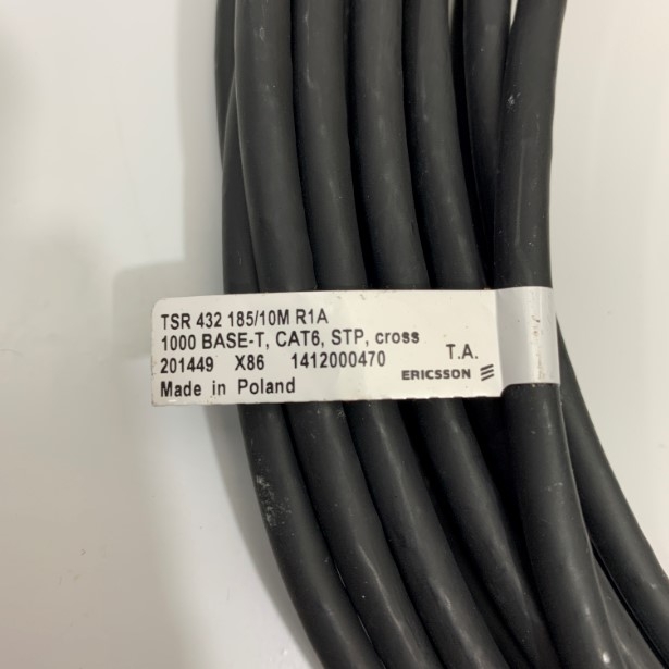 Dây Nhẩy Chuẩn Chéo CAT6 STP Cross 1000Mbps Dài 10M Ericsson RPM 432 185/10M R1A Cable Ethernet E334179 UL 444 CMR 4 Pair 26AWG 75C 25/14 Black