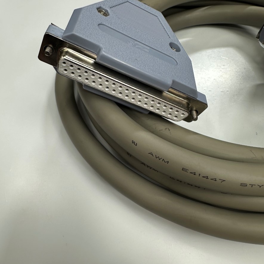 Cáp 2M 6.5ft OEM Thay Thế Airtac F-DSUB37S200 Connector DB37 Pin Male to Female Extension Shielded Cable Hitachi 37 Core x 0.2mm² OD 12.5mm Grey For Airtac industrial Servo Driver Power and Signal I/O Cable