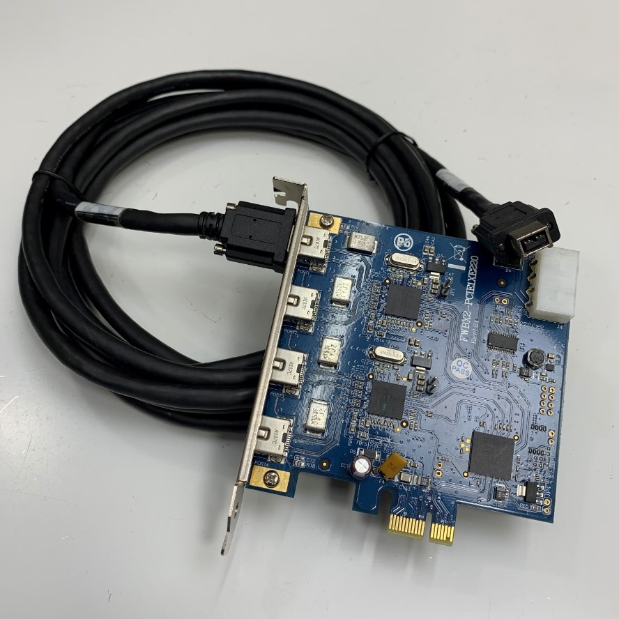 Combo Card FireWire 1394b FWBX2-PCIE1XE220 Technology + Cable 9 Pin FireWire 800 with Locking Screws Dài 4.5M For Industrial Camera and Industrial PC Desktop Computer