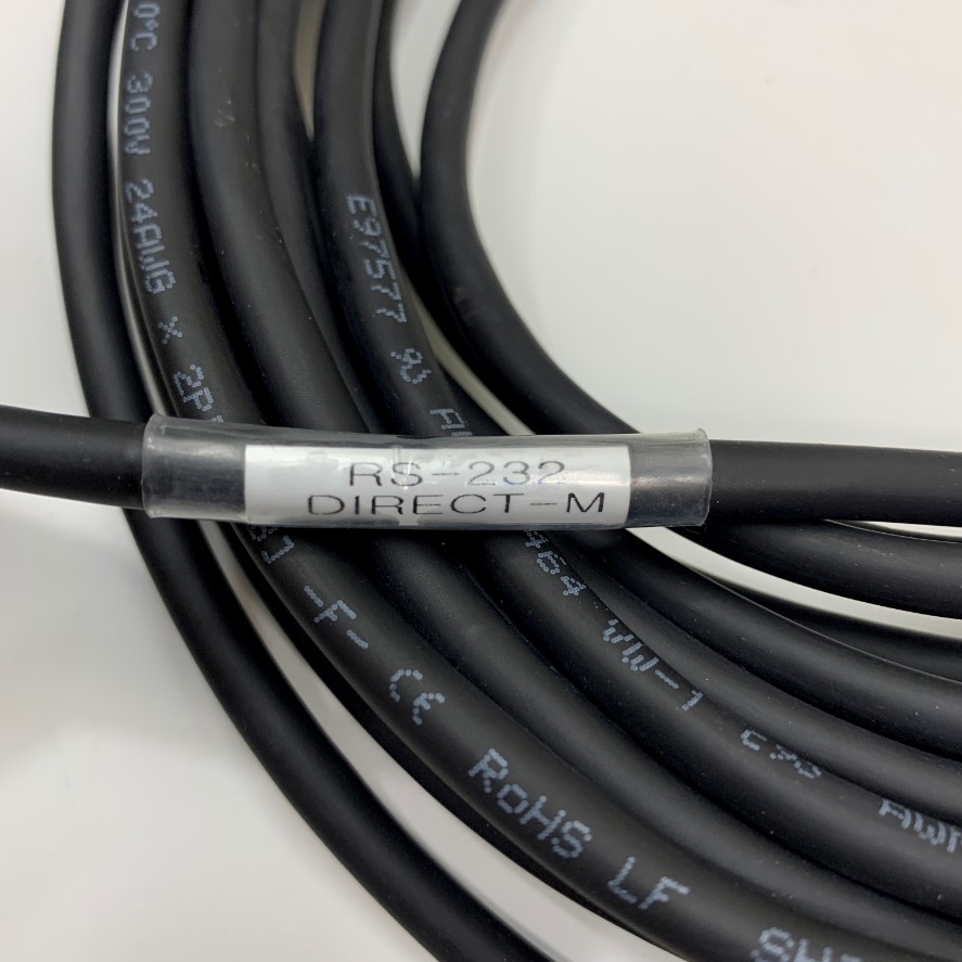 Cáp RS232 10M 33ft 9 Pin Extension Cable Serial DB9 Male to Female RS-232 DIRECT-F SHIN HWA E97577 Shielded 24AWG 80°C 300V OD 5.9mm Color Black