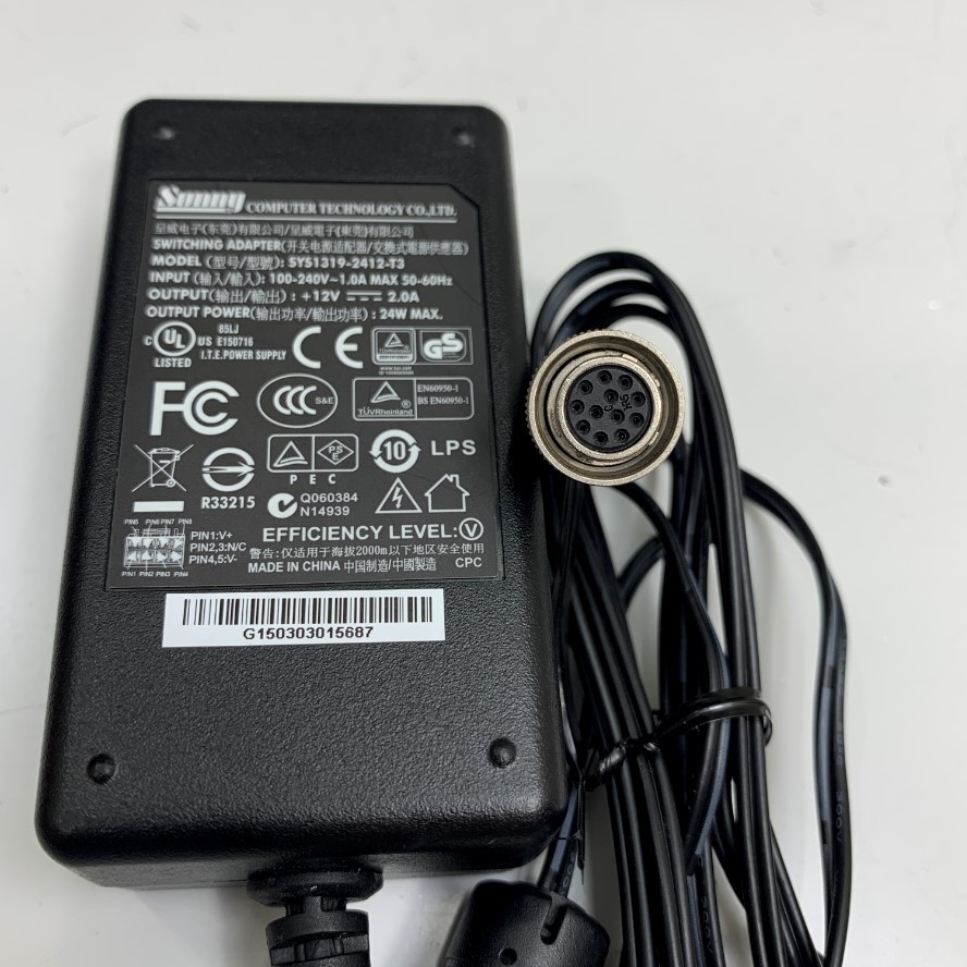 Adapter 12V 2A 24W Sunny Connector Size Hirose HR10A-10P-12S(73) 12 Pin Female Power Supply For Basler GIGE Camera, Basler Scout Series Machine Vision Camera