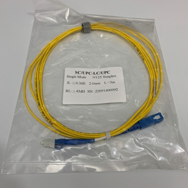Dây Nhẩy Quang 3M LC to SC UPC Single Mode Fiber Optic OS2 9/125µm SEIKOH GIKEN UL Listed Fiber Patch Cable Yellow Cable 2.0mm PVC